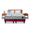 Combo Cama Europea Latam Home 2 Plazas Cannon BD Tela Burdeo + Textil + Respaldo + 2 Velador Orion