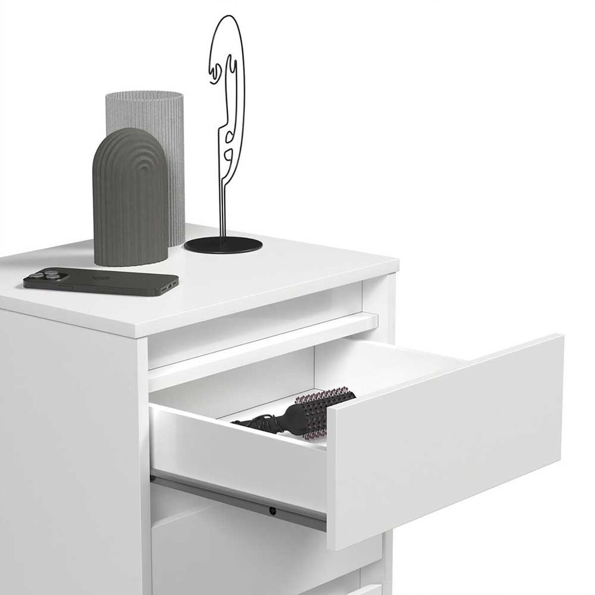 Velador Onessta Wood 3 Cajones Blanco
