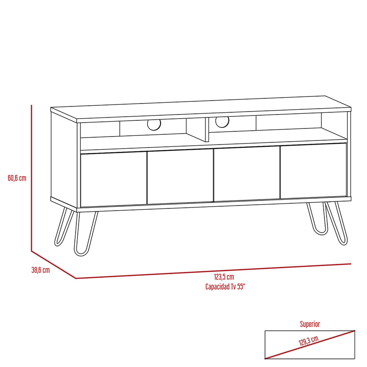 Combo Mesa de Centro + Rack + Bar  TuHome Vassel