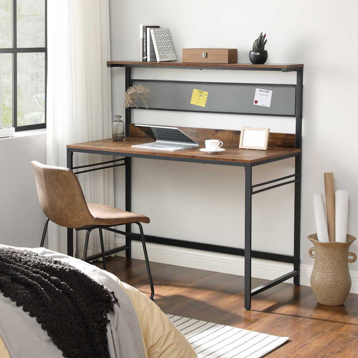 Escritorio Alto Fm Furniture Metalwood Colection Marrón Rústico