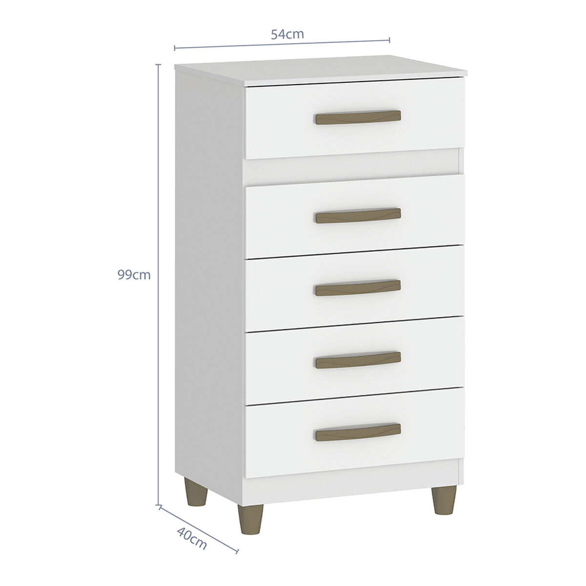 Cómoda Vekkahome Malta 5 Cajones Blanco