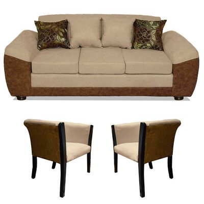Imagen 1 del producto Juego de Living Elegant Detail Houston Sofá 3 Cuerpos + Dos Sitiales Beige