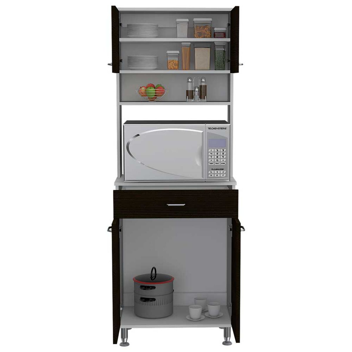 Mueble para Microondas Tuhome Kitchen 60 Blanco-Wengue