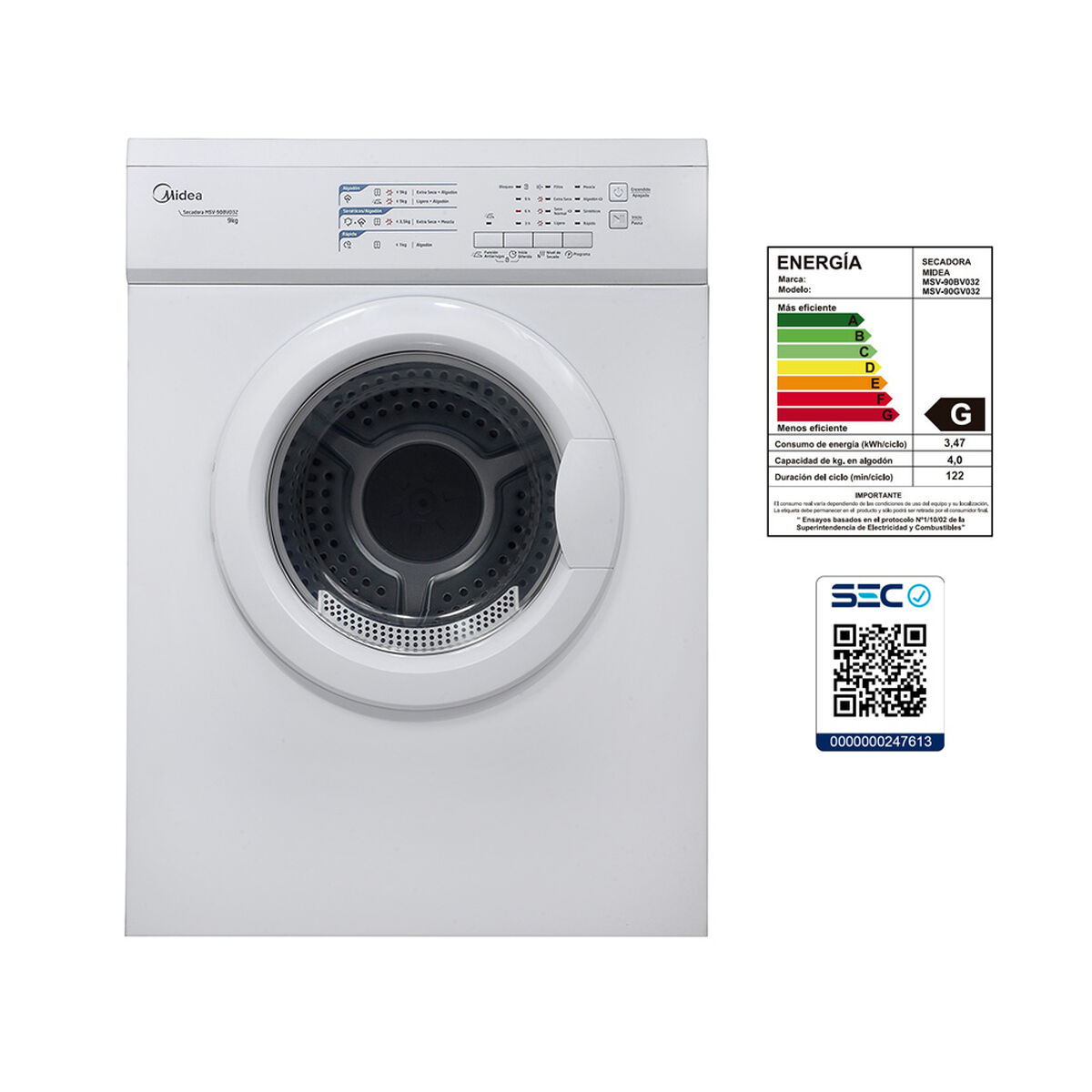 Secadora de Ropa Midea MSV-90 9 kg.