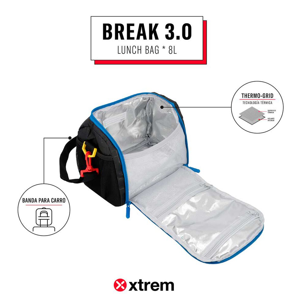 Lonchera Térmica Xtrem Break 3.0 5XT Checks Negro