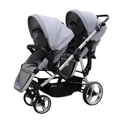 Coche Doble Duo Reclinable 6 Modos En 1 LuBabycas Gris