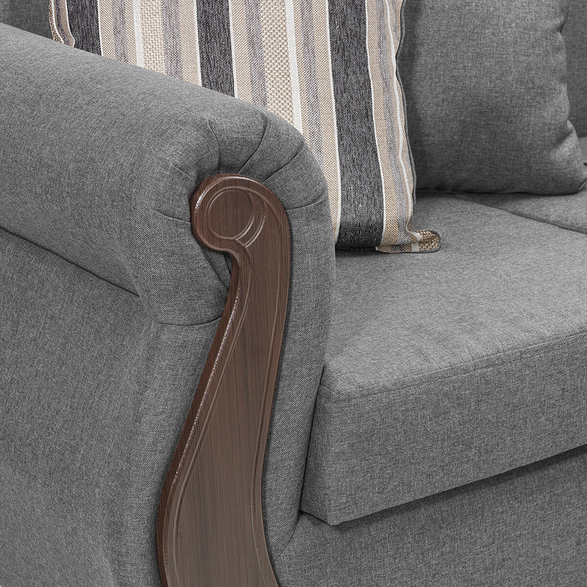 Juego de Living Innovamuebles New Bugambilia Sofá 3 Cuerpos + Dos Sillones 1 Cuerpo Gris Claro