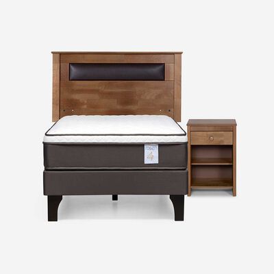 Imagen 1 del producto Cama Europea Rosen 1 Plaza New Style 4 Plus + Respaldo + Velador Ferrarra