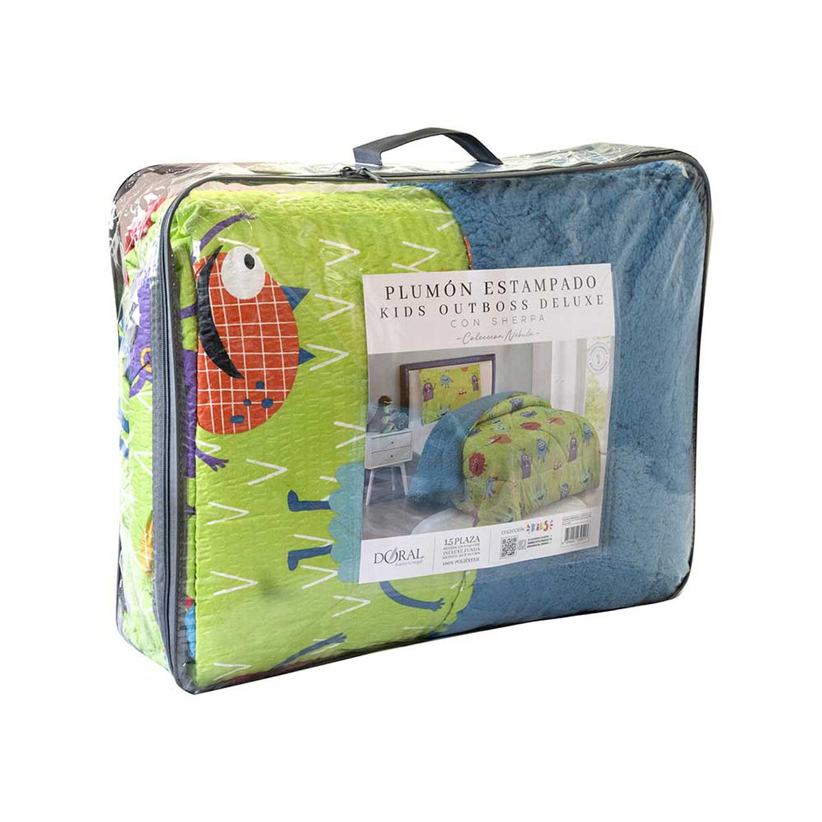 Plum&oacute;n Infantil Doral 1.5 Plazas Senses Estampado Monster