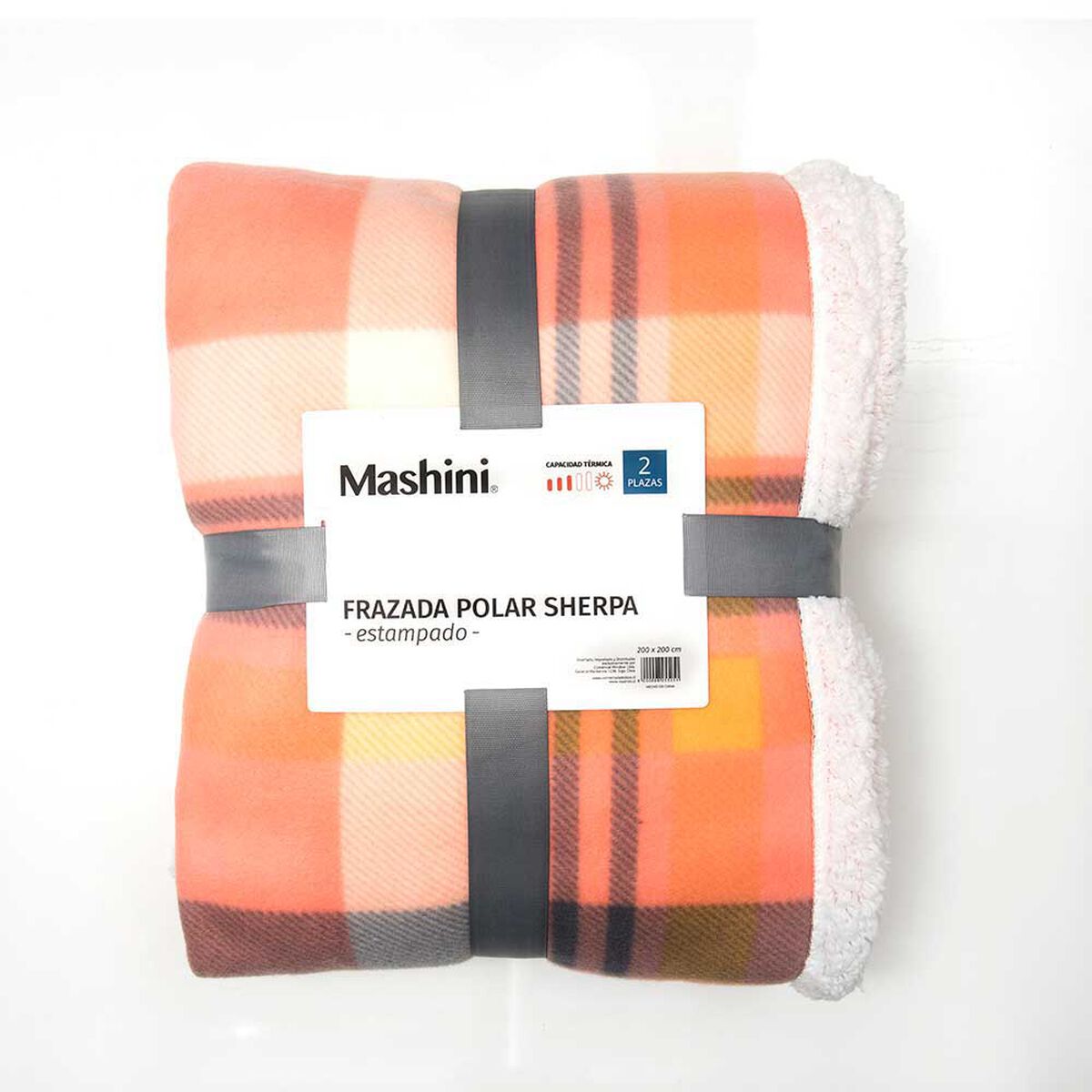 Frazada de Poliéster Mashini 1,5 Plazas Tartan Coral