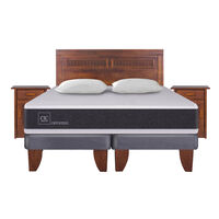 Cama Europea CIC Base Dividida 2 Plazas Ortopedic + Respaldo + 2 Veladores Milan + 2 Almohadas