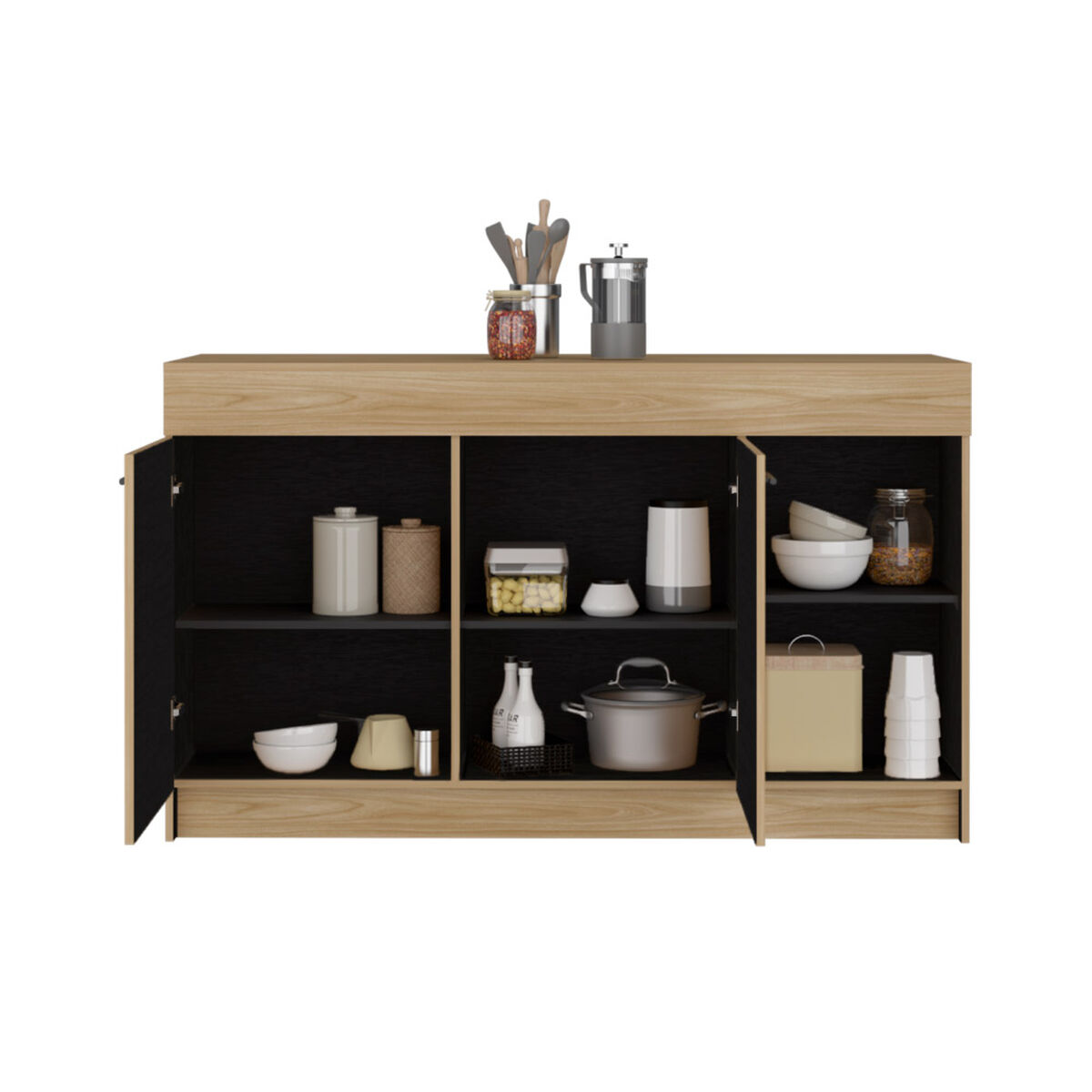 Barra Auxiliar de Cocina Tuhome Luna 2 Puertas Fresno Wengue