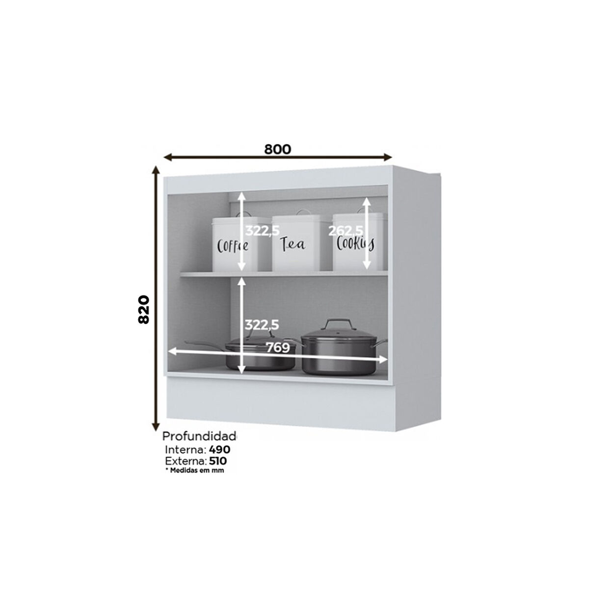 Mueble de Cocina Base Home Mobili Tulum 2 Puertas Blanco