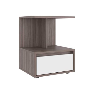 Velador Tuhome Miki 1 Cajón Avellana Blanco