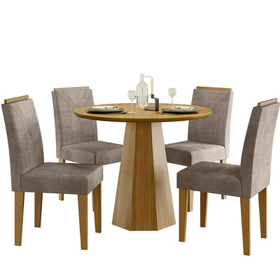 Juego de Comedor VekkaHome Isa 4 Sillas Gris