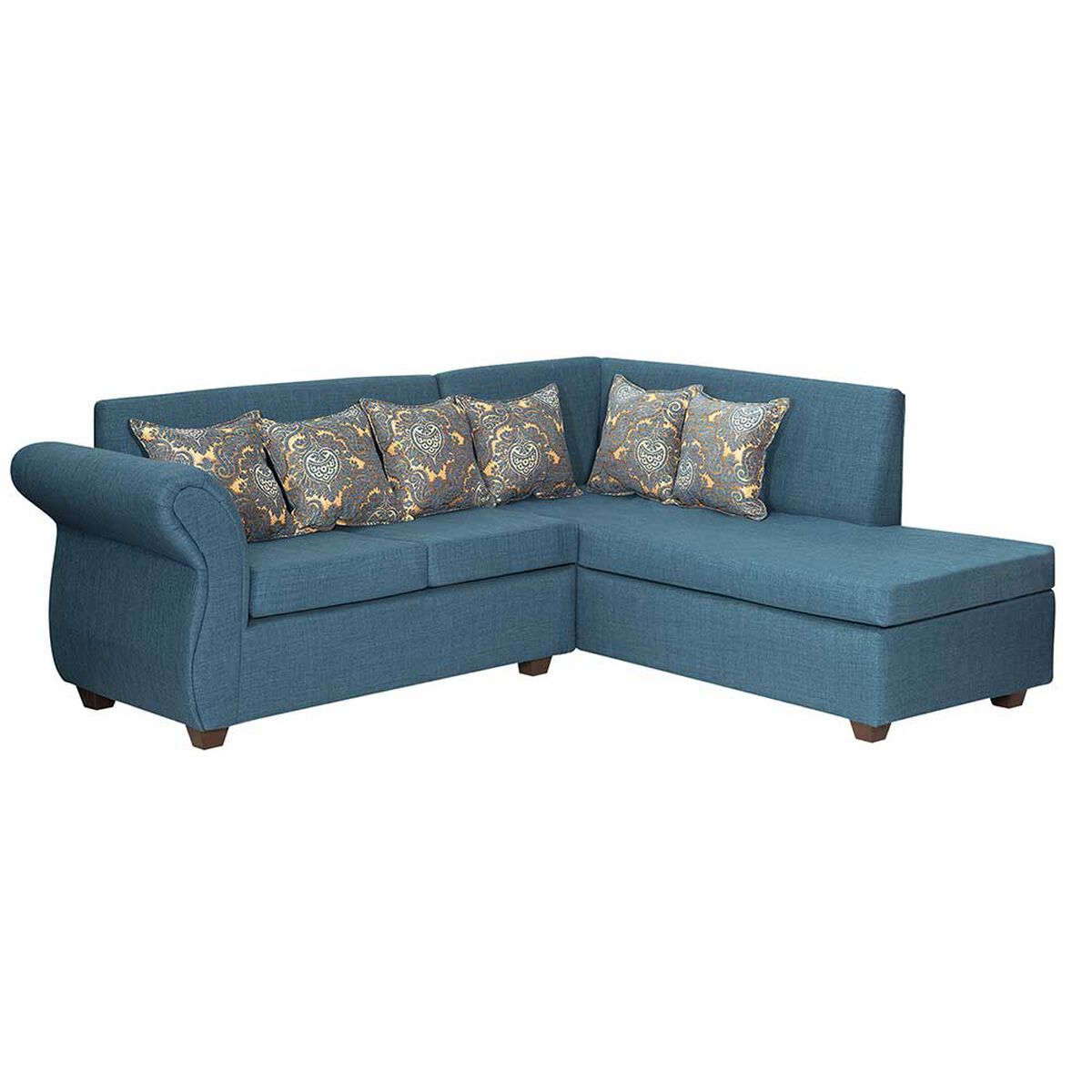 Sofá Seccional Derecho Essenza New Isabella Tela Catania Chaise longue + Sofá 2 Cuerpos Turquesa