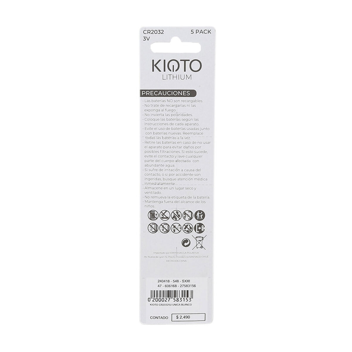 Pack 5 Pilas CR2032 Kioto