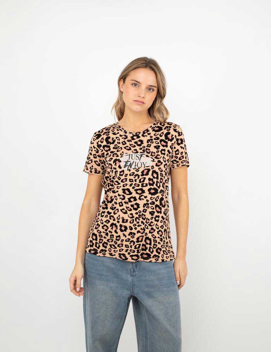 Polera Con Estampado Manga Corta Mujer Icono