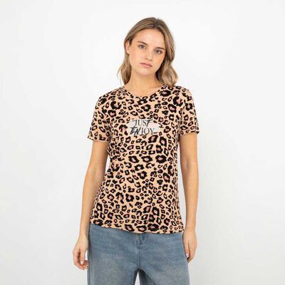 Polera Con Estampado Manga Corta Mujer Icono