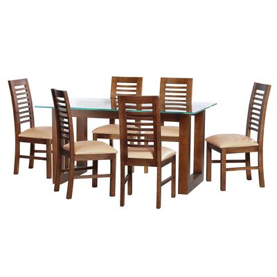 Juego de Comedor Latam Home Pamplona Cadiz 6 Sillas Cuero Beige