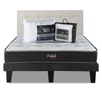 Combo Cama Europea Prelude Radiant 2 Plazas Normal + Respaldo Urban Arena + Cubre Colchón + Pack Almohadas