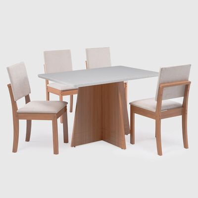 Juego de Comedor Roca Lotus 4 Sillas Beige