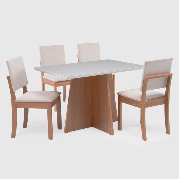 Juego de Comedor Roca Lotus 4 Sillas Beige