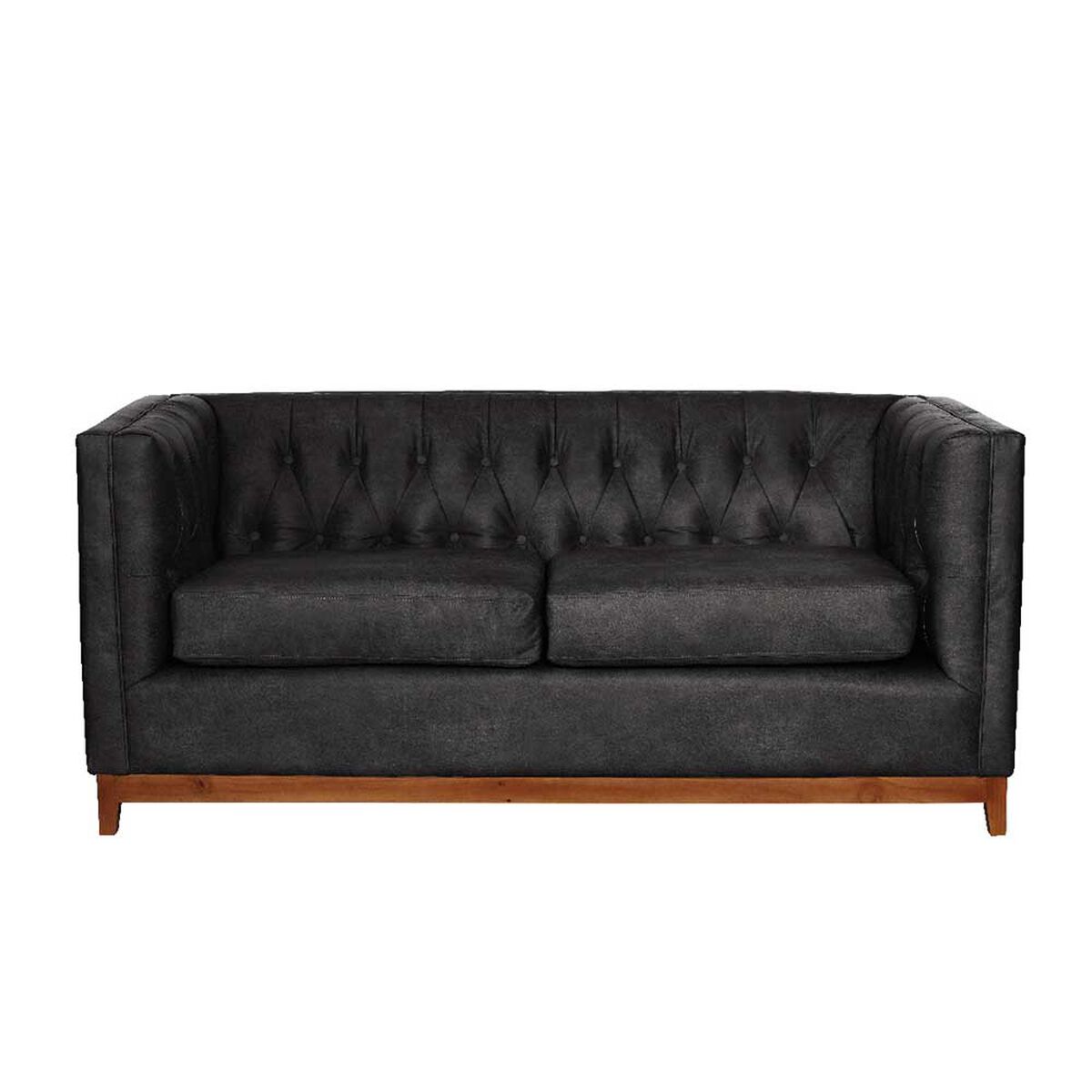 Sof&aacute; Latam Home Cuero Colorado Roma 2 Cuerpos Negro