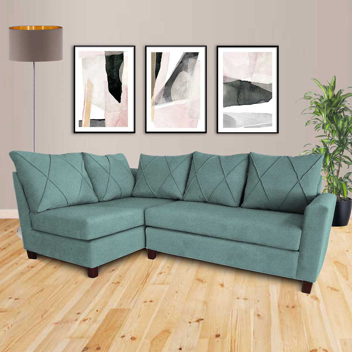 Sofá Seccional Izquierdo Living Factory Musso 5 Cuerpos Menta