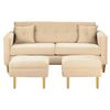 Juego de Living Bodevir New Retro Felpa 01 Sofá 3 Cuerpos + Dos Pouf 1 Cuerpo Beige 