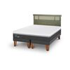 Cama Europea CIC Base Dividida King Ortopedic Advance + Respaldo Dublin Olivo