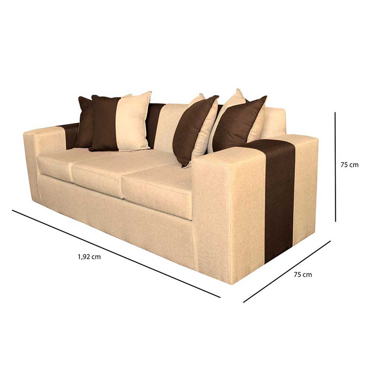 Sof&aacute; Muebles MYM Benjamin 3 Cuerpos + Dos Pouf 1 Cuerpo Beige Caf&eacute;