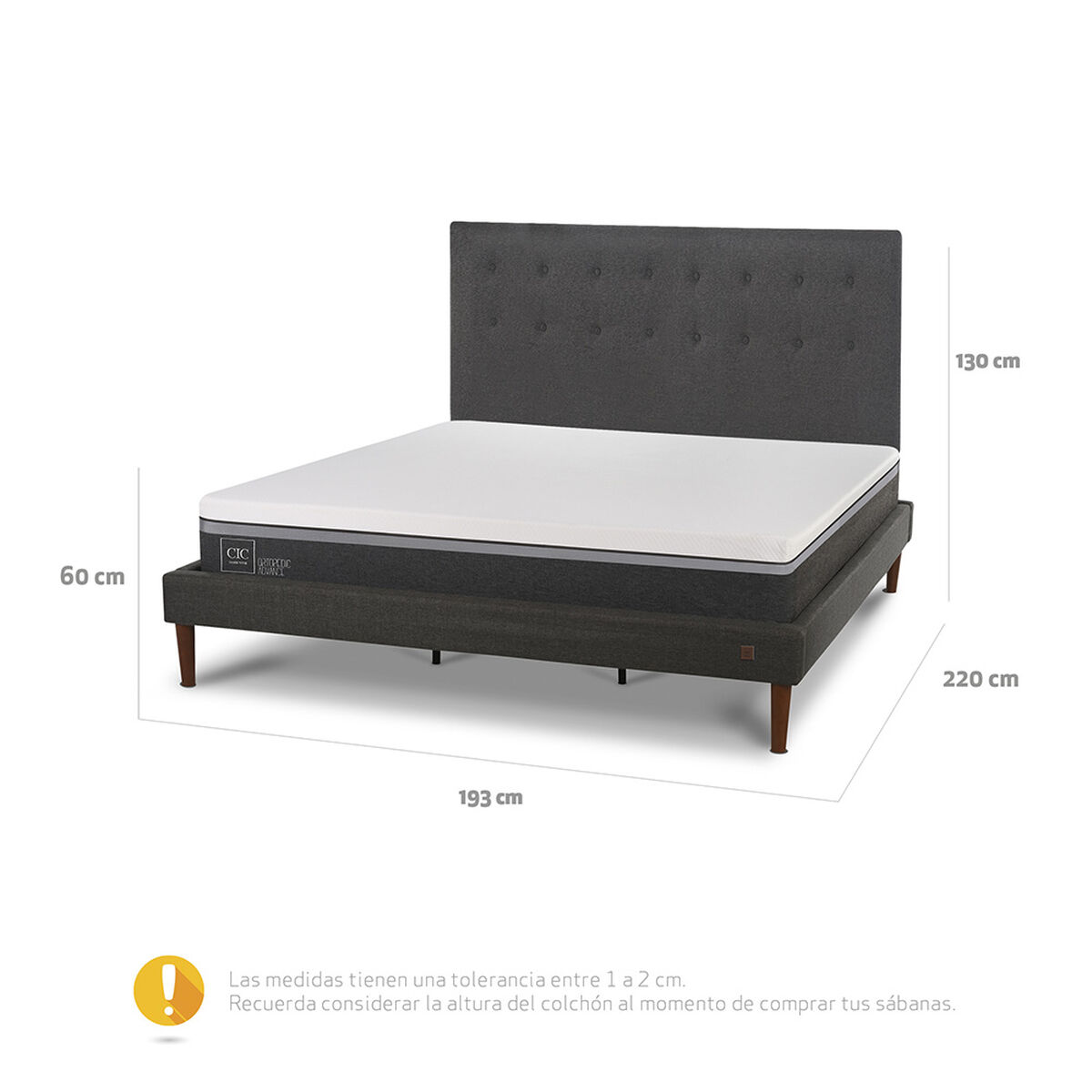 Cama Europea CIC King Ortopedic Advance + Respaldo Eufrates