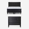 Cama Europea Rosen Base Dividida 2 Plazas Tempo + Respaldo Issey Grafito + C&oacute;moda Baker Grafito