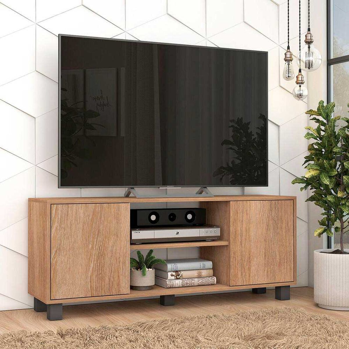 Rack TV Vekkahome Portugal 50 pulgadas Caf&eacute;