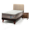 Cama Europea Flex 1,5 Plazas M&aacute;ximo Cobre  + Respaldo Tubular Beige + Velador Atenas