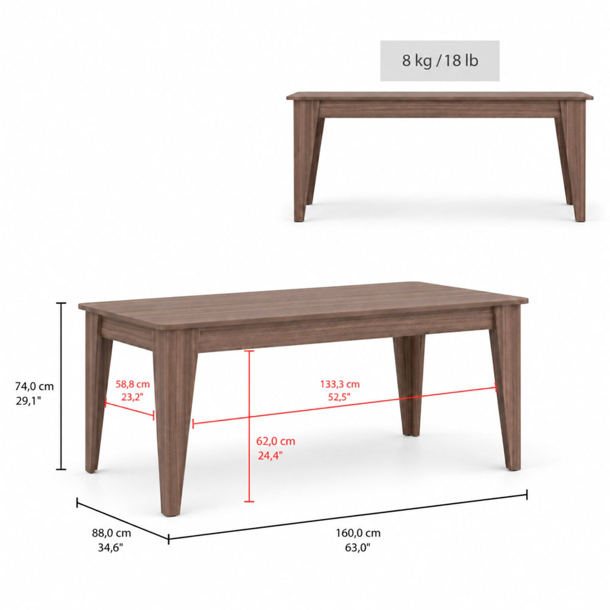 Mesa de Comedor Tuhome Torino Avellana