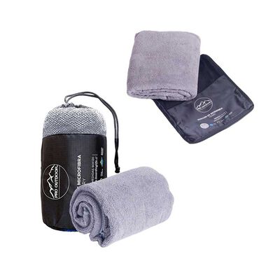 Pack Toallon Y Toalla Microfibra Terry Gris Pro Outdoor