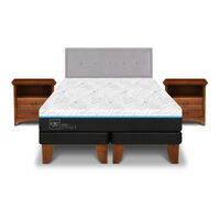 Cama Europea CIC Green Infinity King + 1 Respaldo + 2 Veladores Ganges