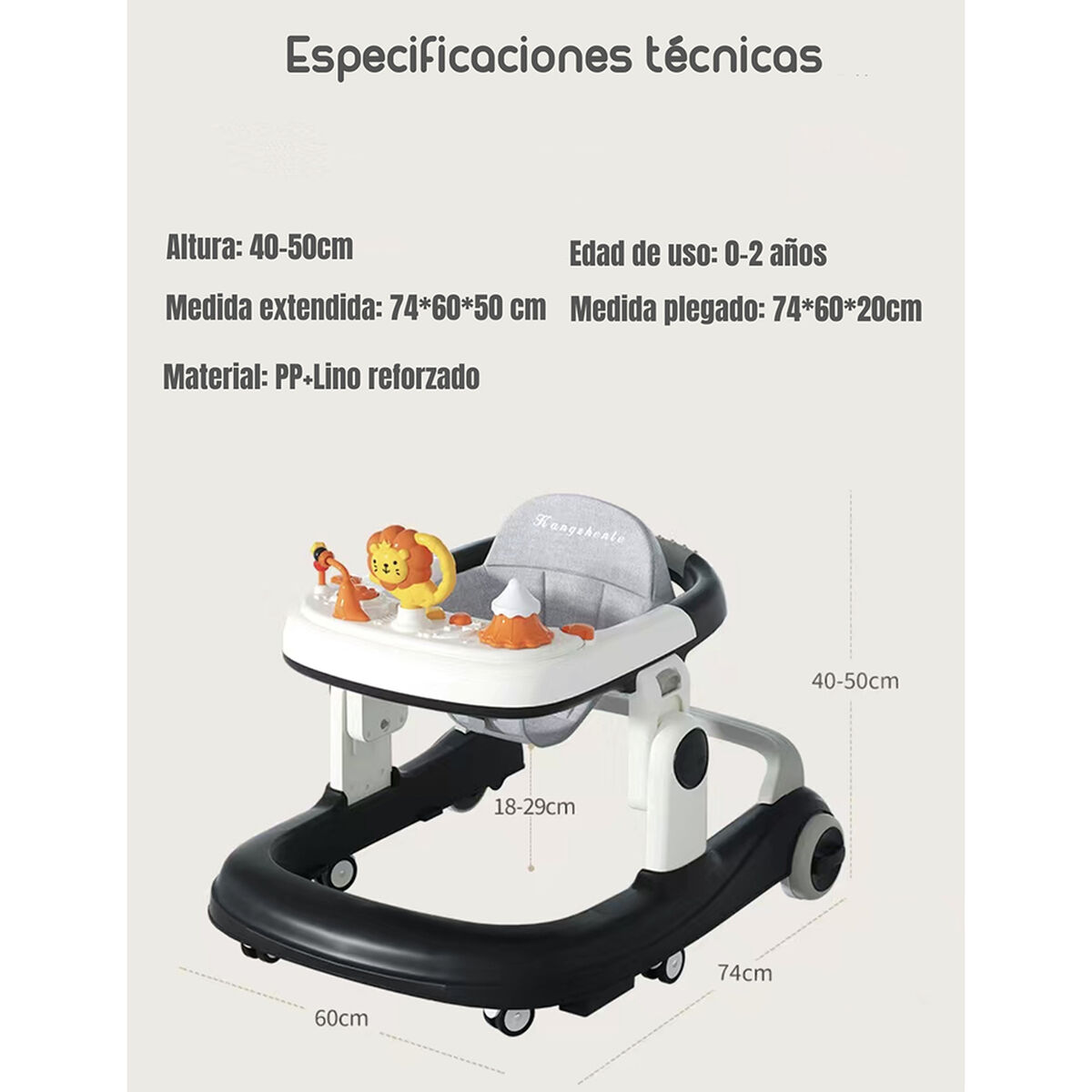 Andador con Apoya Pies y Más Accesorios Negro Lubabycas