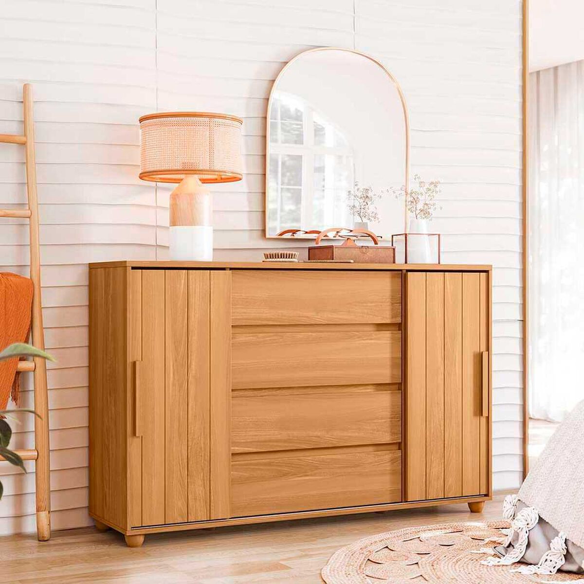 C&oacute;moda Vekkahome Evidenza 4 Cajones Caf&eacute;