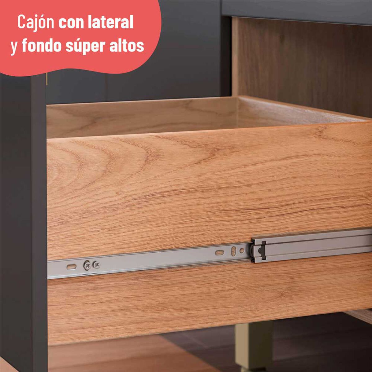 Base para Lavaplatos Roca Macadamia Canela Grafito 3 Cajones 2 Puertas