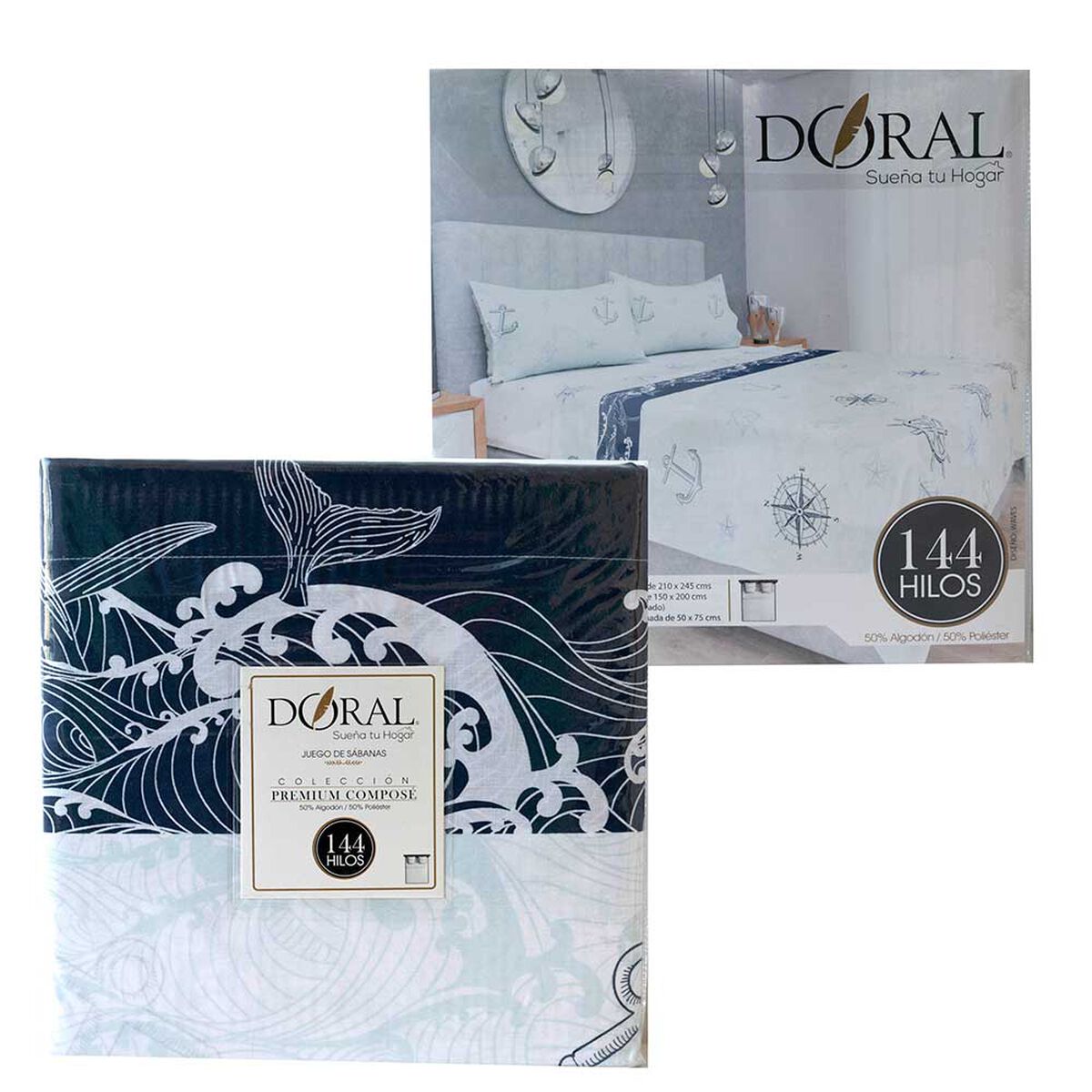 Juego de S&aacute;banas Doral 144 Hilos King Premium Waves