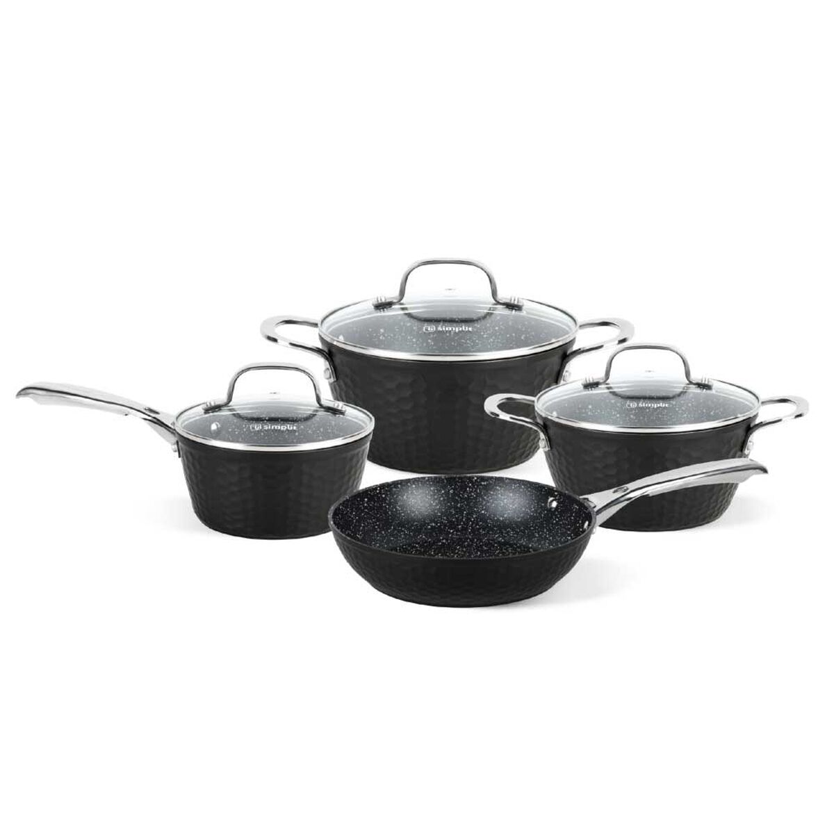 Batería de Cocina Aluminio Forjado Simplit Black Copper 7 Piezas Negro