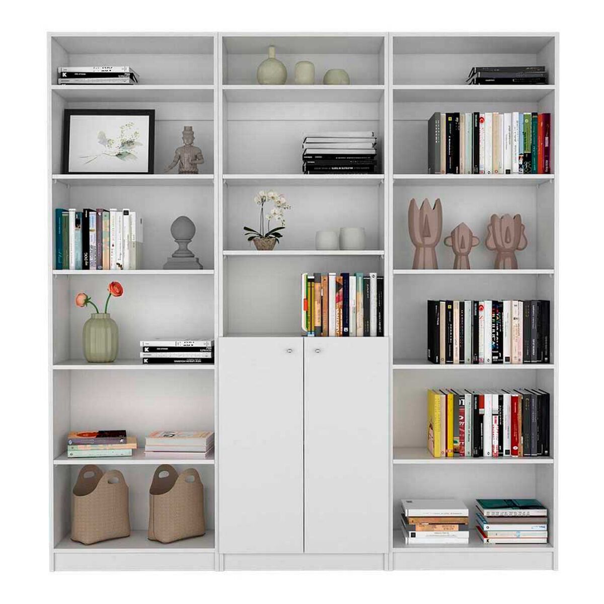 2 Estantes 5 Repisas + Estante 2 Puertas + 3 Complementos TuHome Home Blanco