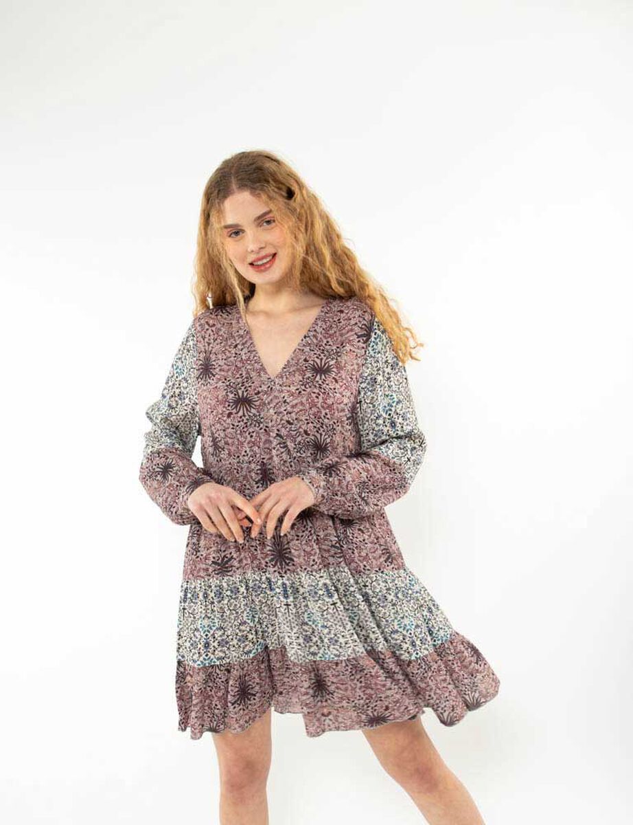 Vestido Corto Manga Larga Mujer Alma
