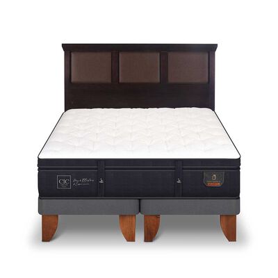 Cama Europea CIC Base Dividida 2 Plazas Súper Premium + Respaldo New Torino Chocolate