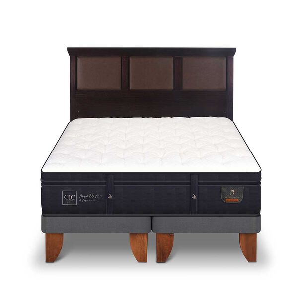 Cama Europea CIC Base Dividida 2 Plazas Súper Premium + Respaldo New Torino Chocolate