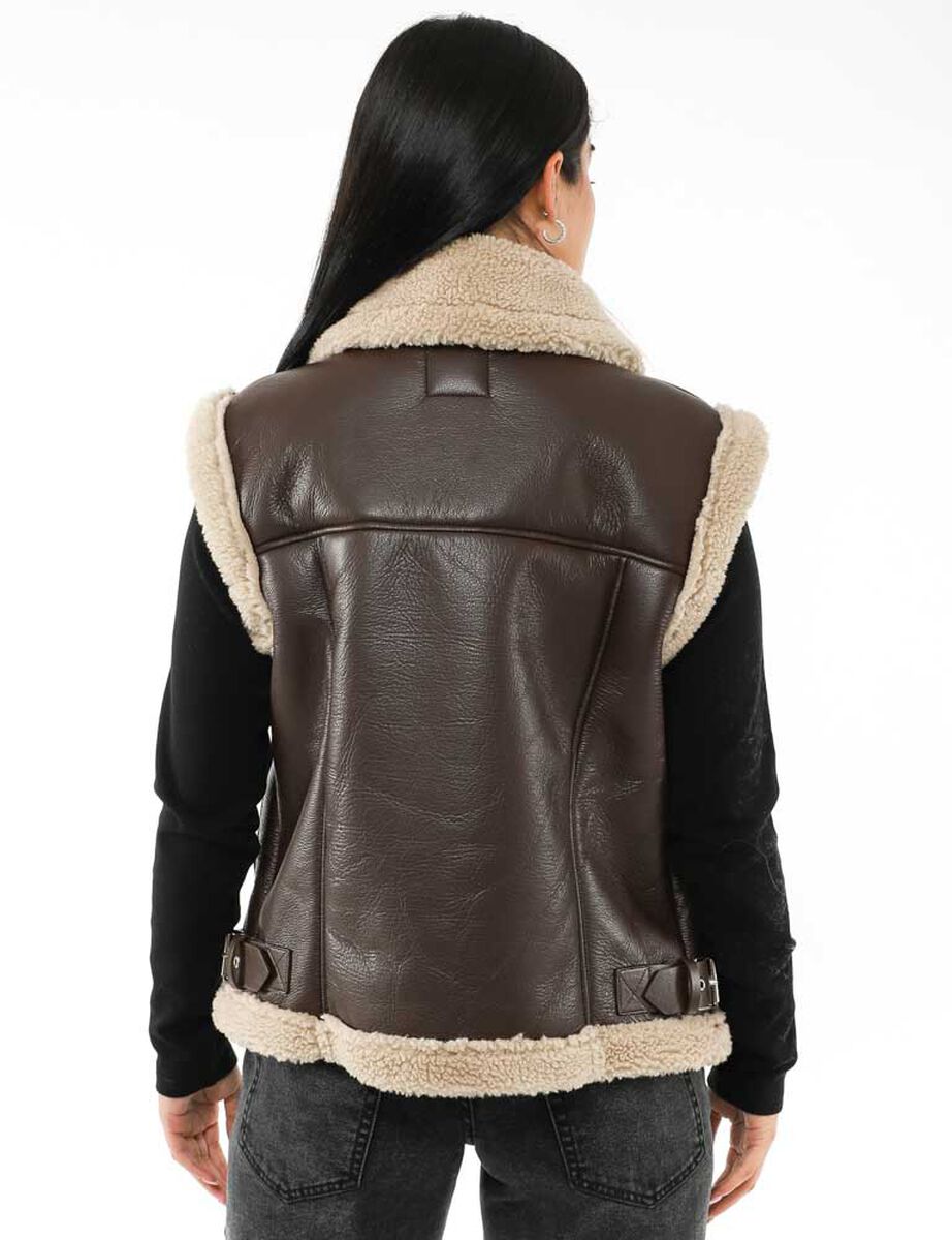 Chaqueta Aviadora Ecocuero Sin Mangas Mujer Icono