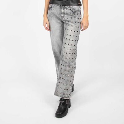 Jeans Indigo Apliques Mujer Fiorucci